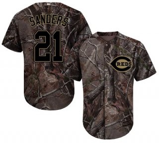 Cincinnati Reds #21 Reggie Sanders Camo Realtree Collection Cool Base Stitched MLB Jersey