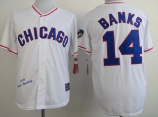 Chicago Cubs #14 Ernie Banks 1988 White Throwback Jersey