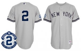 New York Yankees #2 Derek Jeter Gray Retirement Patch Jersey