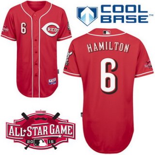 Cincinnati Reds #6 Josh Hamilton 2015 All-Star Patch Red Jersey