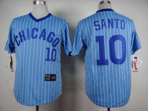 Men's Chicago Cubs #10 Ron Santo 1988 Light Blue Majestic Jersey