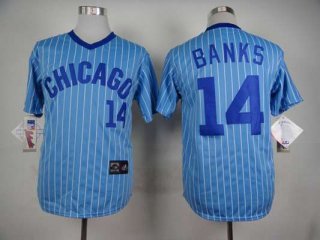 Men's Chicago Cubs #14 Ernie Banks 1988 Light Blue Majestic Jersey