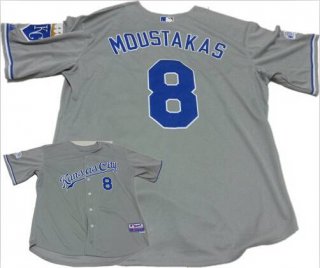 Men's Kansas City Royals #8 Mike Moustakas Gray Jersey