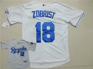 Men's Kansas City Royals #18 Ben Zobrist Home White 2015 MLB Cool Base Jersey