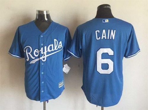 Men's Kansas City Royals #6 Lorenzo Cain Alternate Light Blue 2015 MLB Cool Base Jersey