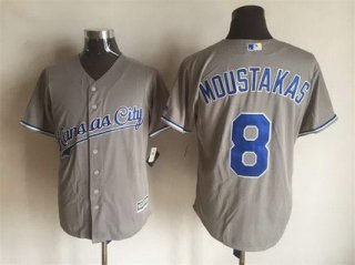 Men's Kansas City Royals #8 Mike Moustakas Gray Road 2015 MLB Cool Base Jersey