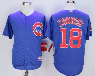 Men's Chicago Cubs #18 Ben Zobrist Blue Cool Base Jersey