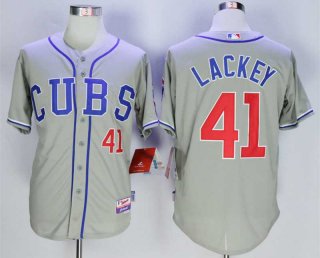 Men's Chicago Cubs #41 John Lackey Grey Cool Base Jersey