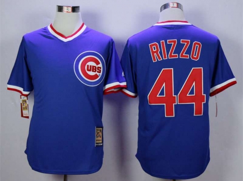 Men's Chicago Cubs #44 Anthony Rizzo Blue Throwback Jersey