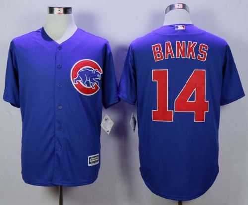 Men's Chicago Cubs #14 Ernie Banks Blue New Cool Base Jersey