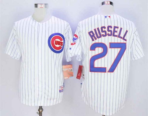 Men's Chicago Cubs #27 Addison Russell White Cool Base Jersey