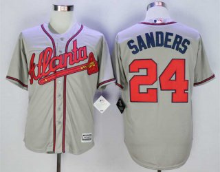 Men's Atlanta Braves #24 Deion Sanders Grey New Cool Base Jersey