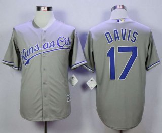 Men's Kansas City Royals #17 Wade Davis Grey New Cool Base Jersey