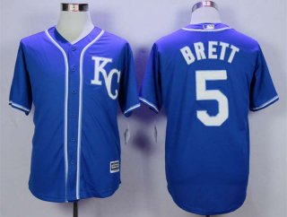 Men's Kansas City Royals #5 George Brett Blue New Cool Base Jersey