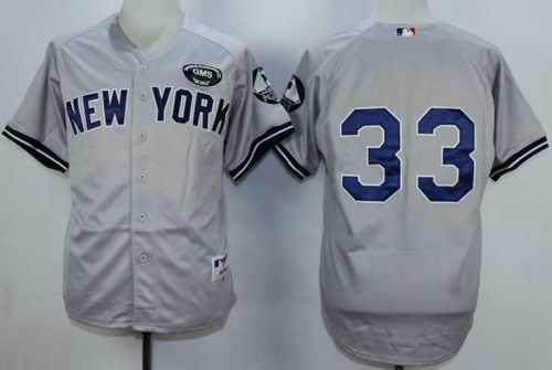 Men's New York Yankees #33 Nick Swisher Grey GMS Patch Jersey