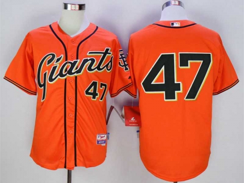 Men's San Francisco Giants #47 Johnny Cueto Orange Cool Base Jersey