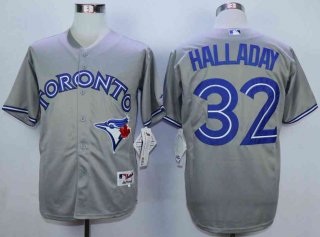 Men's Toronto Blue Jays #32 Roy Halladay Grey Cool Base Jersey