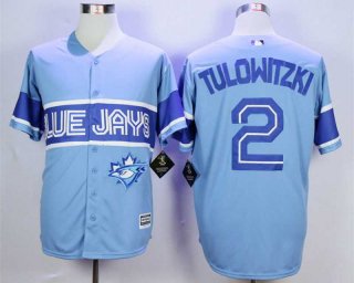 Men's Toronto Blue Jays #2 Troy Tulowitzki-Light Blue New Cool Base Jersey