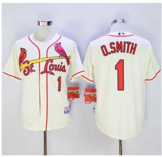 Cardinals #1 Ozzie Smith Cream Cool Base Stitched MLB Jersey