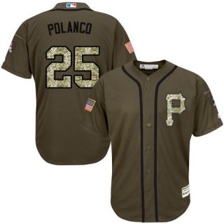 Pittsburgh Pirates #25 Gregory Polanco Green Salute to Service Stitched MLB Jersey