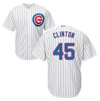 Men's Chicago Cubs #45 Presidential Candidate Hillary Clinton White Jersey