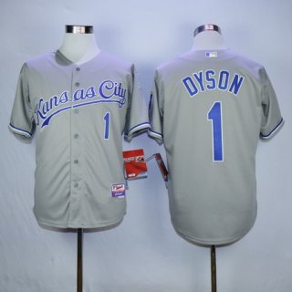 Men's Kansas City Royals #1 Jarrod Dyson Gray Road Cool Base Baseball Jersey