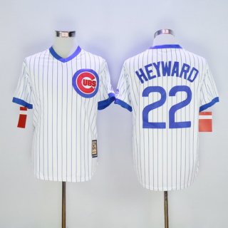 Men's Chicago Cubs #22 Jason Heyward White Pullover Majestic Cooperstown Collection Throwback Jersey