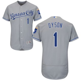 Men's Kansas City Royals #1 Jarrod Dyson Majestic Gray 2016 Flexbase Authentic Collection Jersey