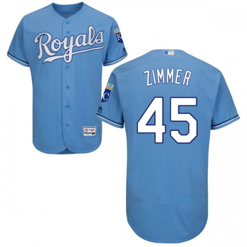 Men's Kansas City Royals #45 Kyle Zimmer Majestic Light Blue 2016 Flexbase Authentic Collection Jersey