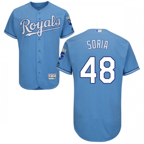 Men's Kansas City Royals #48 Joakim Soria Majestic Light Blue 2016 Flexbase Authentic Collection Jersey