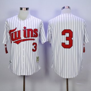 Men's Minnesota Twins #3 Harmon Killebrew Retired 1991 White Pinstirpe Mitchell & Ness Throwback Jersey