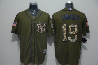 Men's New York Yankees #19 Masahiro Tanaka Green Salute to Service Majestic Baseball Jersey