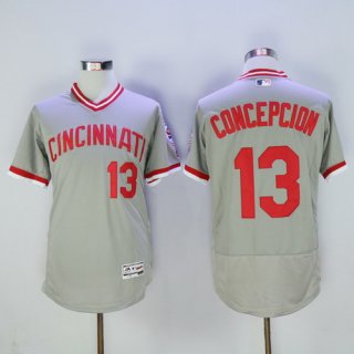 Men's Cincinnati Reds #13 Dave Concepcion Gray Pullover 2016 Flexbase Majestic Baseball Jersey