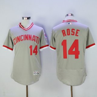 Men's Cincinnati Reds #14 Pete Rose Retired Gray Pullover 2016 Flexbase Majestic Baseball Jersey