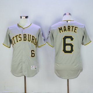 Men's Pittsburgh Pirates #6 Starling Marte Gray Road 2016 Flexbase Majestic Baseball Jersey