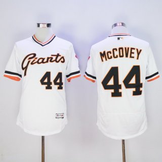 Men's San Francisco Giants #44 Willie McCovey Retired White Pullover 2016 Flexbase Majestic Baseball Jersey