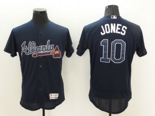 Men's Atlanta Braves #10 Chipper Jones Retired Navy Blue 2016 Flexbase Majestic Baseball Jersey