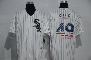 Men's Chicago White Sox #49 Chris Sale White USA Flag Fashion MLB Baseball Jersey