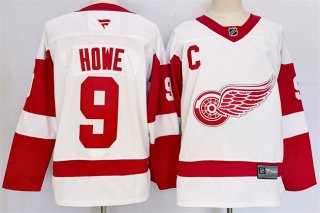 Men's Detroit Red Wings #9 Gordie Howe White 2024-25 Stitched Jersey