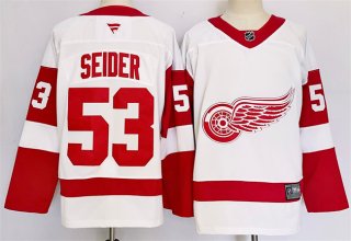 Men's Detroit Red Wings #53 Moritz Seider White 2024-25 Stitched Jersey