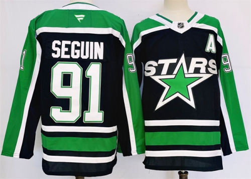 Men's Dallas Stars #91 Tyler Seguin Black 2024-25 Reverse Retro Stitched Jersey