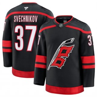 Men's Carolina Hurricanes #37 Andrei Svechnikov Black 2024-25 Home Stitched Hockey Jersey