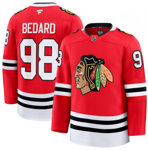 Men's Chicago Blackhawks #98 Connor Bedard Red 2024-25 Home Stitched Hockey Jersey