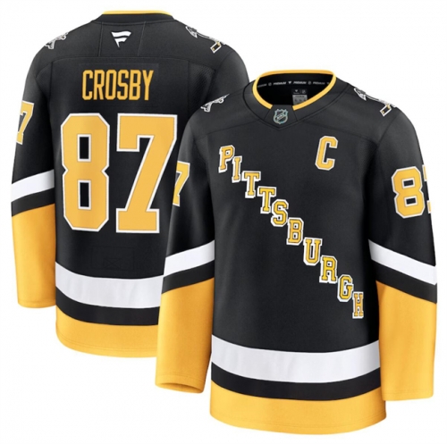 Men's Pittsburgh Penguins #87 Sidney Crosby Black 2024-25 Alternate Stitched Hockey Jersey