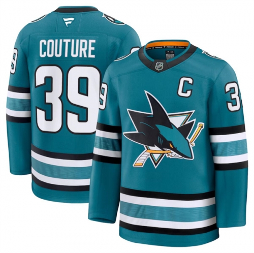 Men's San Jose Sharks #39 Logan Couture Teal 2024-25 Home Stitched Hockey Jersey