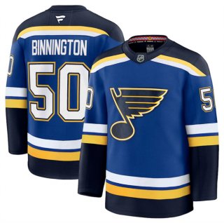 Men's St. Louis Blues #50 Jordan Binnington Blue 2024-25 Home Stitched Hockey Jersey