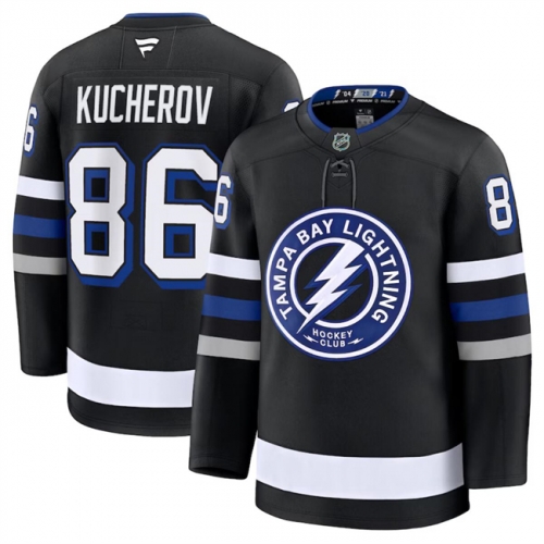 Men's Tampa Bay Lightning #86 Nikita Kucherov Black 2024-25 Alternate Stitched Hockey Jersey