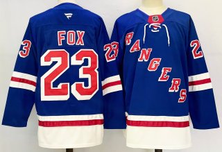 Men's New York Rangers #23 Adam Fox Royal 2024-25 Home With A Patch Stitched Hockey Jersey