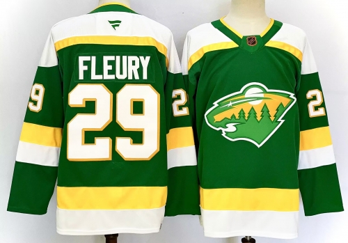 Men's Minnesota Wild #29 Marc-Andre Fleury Green 2024-25 Alternate Stitched Hockey Jersey