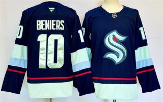 Men's Seattle Kraken #10 Matty Beniers Navy 2024-25 Home Stitched Hockey Jersey